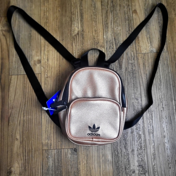 NWT.Adidas Women-Girl..ORI PU Leather Mini Backpack Rose Gold. Size Small 19*39 - Picture 2 of 7